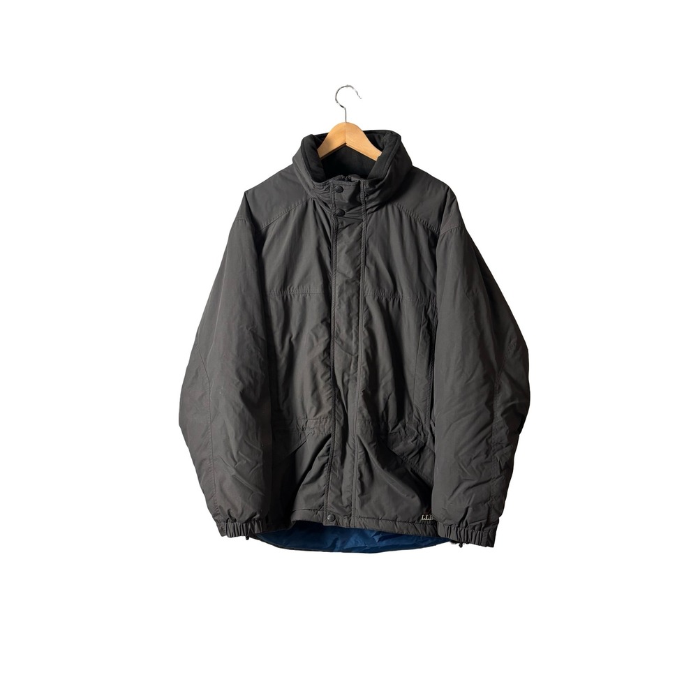 LL Bean Outdoors Men Large Gray Nylon Insulated Jacket Vintage